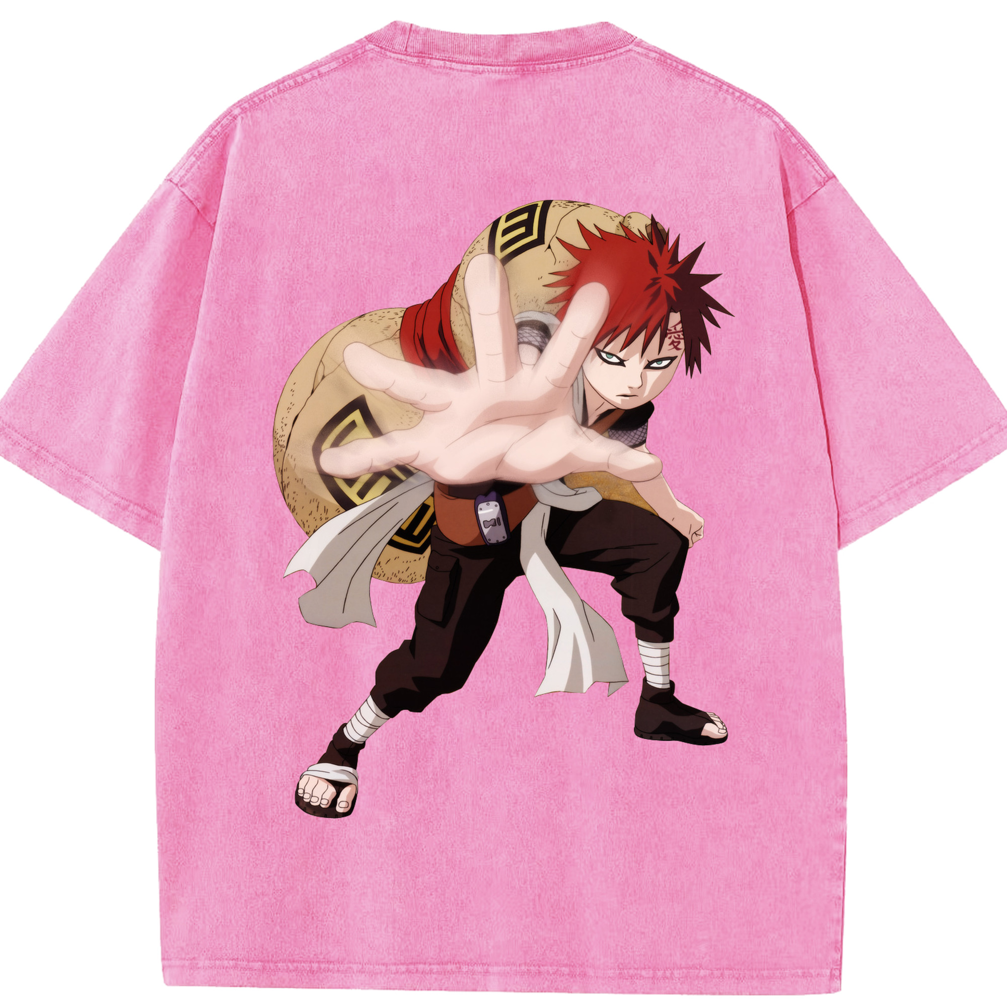 （画像用） NARUTO -ナルト- ガアラ Gaara 綿100% ヴィンテージ風 半袖Tシャツ（背面プリント）